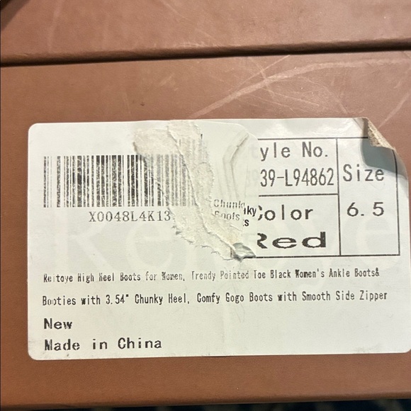 NWT Red Patent Leather Wide Calf Ankle Boots size 6.5 - Picture 8 of 8